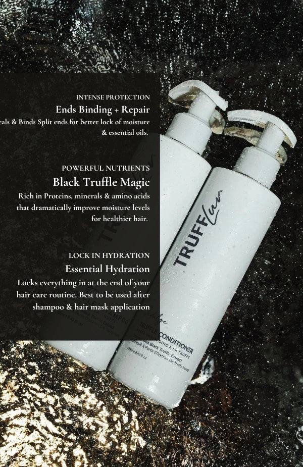 Truffle Conditioner for your haircare routine, to be applied after shampoo & hair mask.