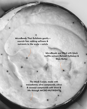 TruffLuv Truffle Mask cream texture with exfoliating MicroBeads infused with black truffle extract, retinol, shea butter and macadamia